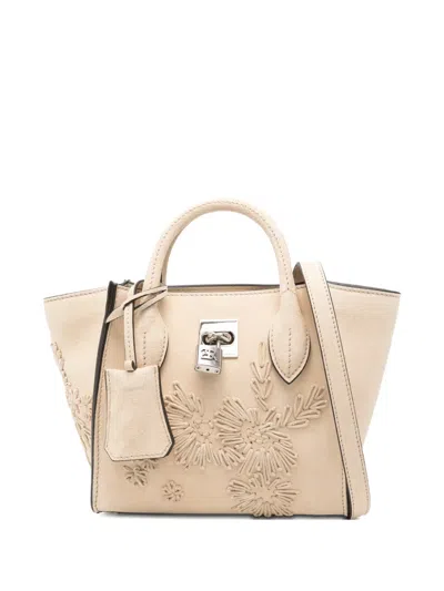 Ermanno Scervino Mini Maggie Floral-detail Tote Bag In Neutral