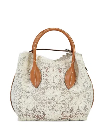 Ermanno Scervino Mini Margot Lace Shoulder Bag In White