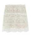 Ermanno Scervino Miniskirt In Patchwork Of Lace And Georgette In White