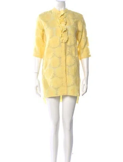 Pre-owned Ermanno Scervino Mock Neck Mini Dress In Yellow