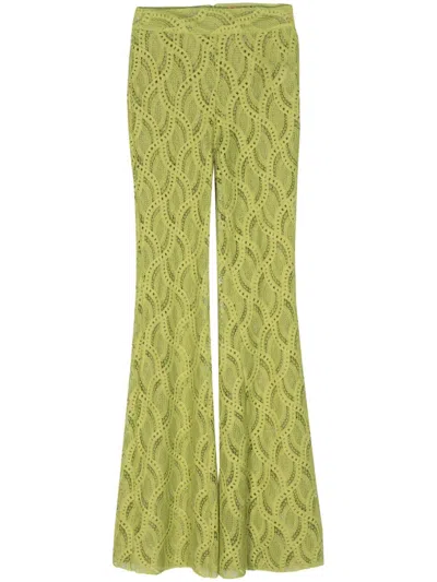 Ermanno Scervino Crochet-knit Flared Trousers In Green
