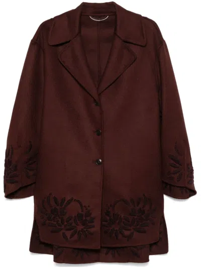 Ermanno Scervino Motif-embroidered Coat In Red