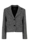 Ermanno Scervino Houndstooth Pattern Wool Blend Blazer In Black