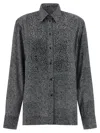 Ermanno Scervino Houndstooth Long Sleeve Rhinestone Shirt In Gray