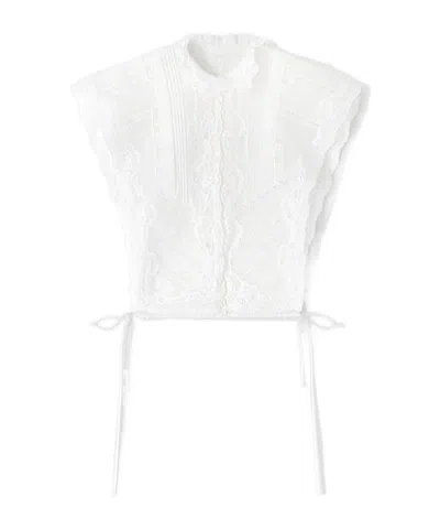 Ermanno Scervino Muslin Bib With Valencienne Lace In White