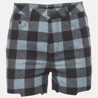 Pre-owned Ermanno Scervino Navy Blue Plaid Wool Blend Shorts S
