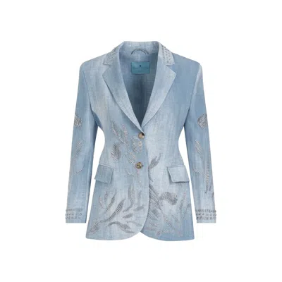 Ermanno Scervino Navy Double-breasted Blazer For Women In Blue