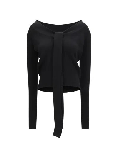 Ermanno Scervino Off-the-shoulder Tie-detail Cardigan In Black