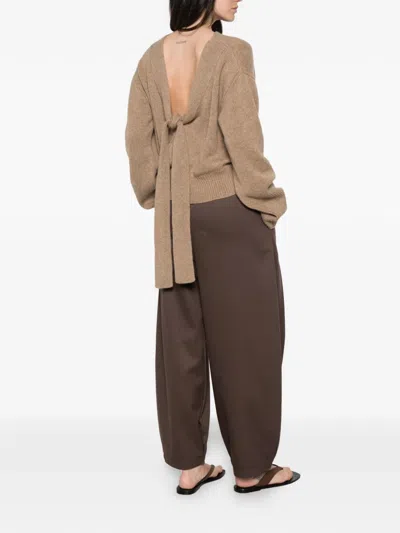 Ermanno Scervino Open-back Bow-detail Sweater In Brown
