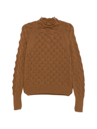 Ermanno Scervino Open-knit Sweater In Brown