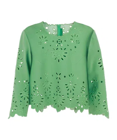 Ermanno Scervino Openwork Crewneck Cropped Blouse