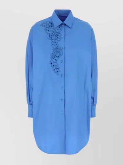 ERMANNO SCERVINO OVERSIZE POPLIN SHIRT FLORAL EMBROIDERY