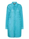Ermanno Scervino Floral-embroidered Shirt In Blue