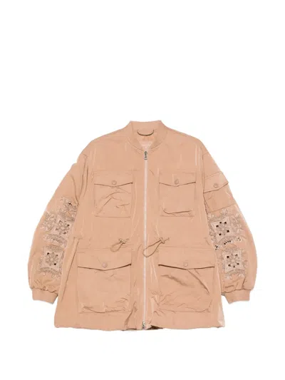 Ermanno Scervino Oversized Coat In Brown