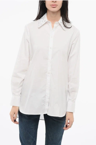 Ermanno Scervino Oversized Shirt With Embroidered Collar In White