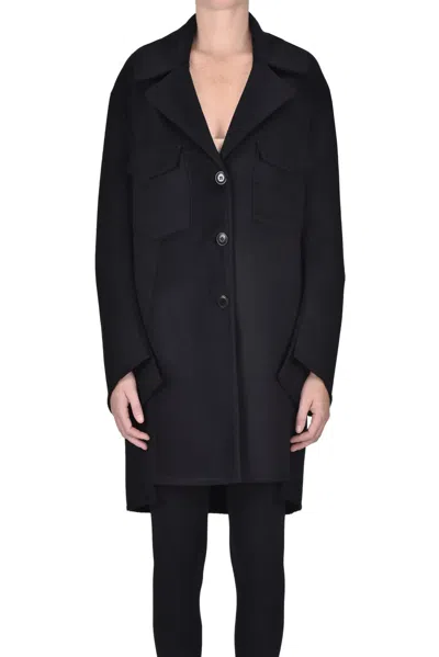 Ermanno Scervino Oversized Virgin Wool Coat In Black