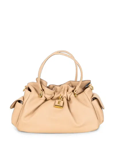 Ermanno Scervino Padlock-detail Ruched Tote Bag In Neutral