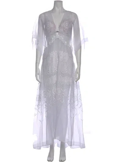 Pre-owned Ermanno Scervino Paisley Print Long Dress In Gray