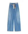 Ermanno Scervino Palazzo Jeans With Contrasting Stitching And Sash In Blue