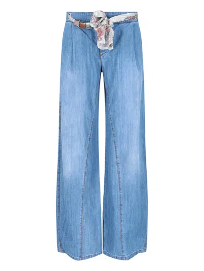 ERMANNO SCERVINO PALAZZO JEANS WITH STONES AND BELT