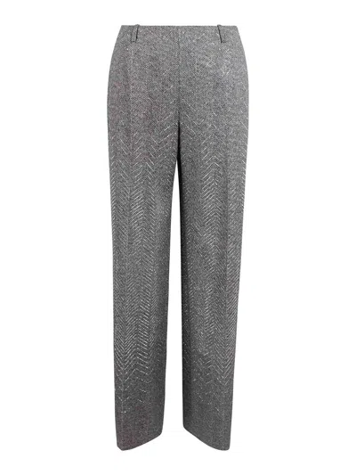 Ermanno Scervino Palazzo Pants With Crystal Herringbone Detail In Gray