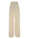 Ermanno Scervino Ivory Wool Palazzo Pant In Brown