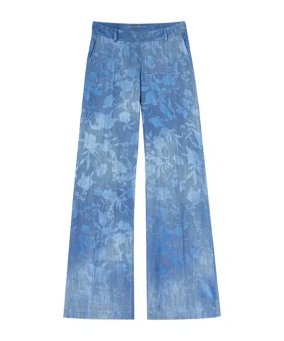 Ermanno Scervino Floral-jacquard Trousers In Blue