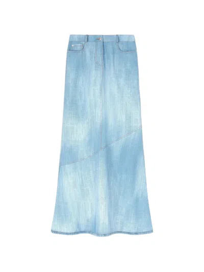 Ermanno Scervino Panelled Long Skirt In Blue