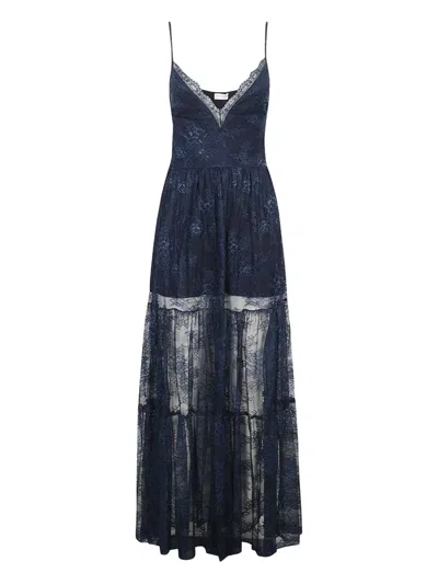 Ermanno Scervino Panelled V-neck Midi Dress In Blue