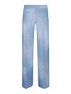 Ermanno Scervino Cotton Pants With Denim Print And Floral Pattern In Blue