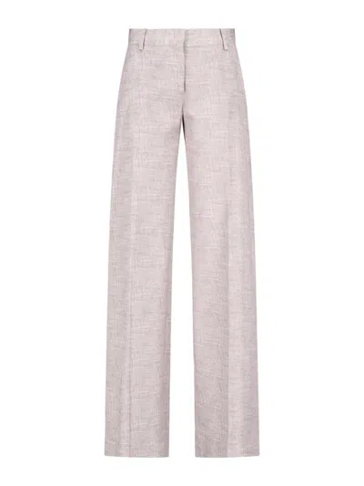 Ermanno Scervino Tailored Straight-leg Beige Viscose Formal Pants In Pink