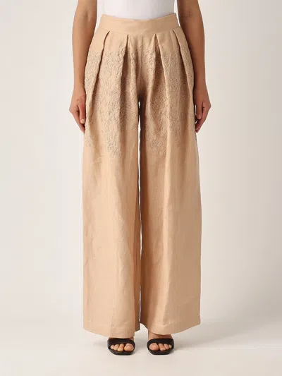 Ermanno Scervino Pantalone Lino Ricamo Trousers In Neutral