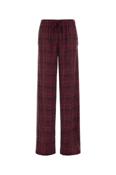 Ermanno Scervino Checked Printed Silk Pants In Red