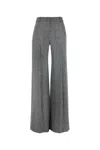 Ermanno Scervino Wide-leg High Waist Trousers With Herringbone Pattern In Gray
