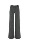 Ermanno Scervino Wide-leg High Waist Trousers With Herringbone Pattern In Grigio