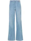 Ermanno Scervino Viscose Trousers With Vintage Jeans Print In Blue