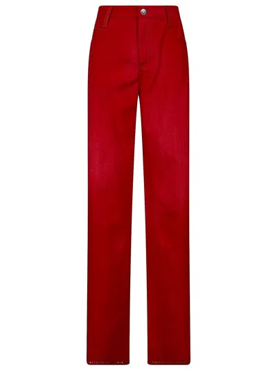 Ermanno Scervino Pants With Denim Print In Red