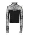 Ermanno Scervino High Neck Long Sleeve Knit Sweater In Black
