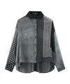 Ermanno Scervino Patchwork Printed Silk Chiffon Shirt In Blue