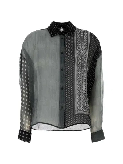 Ermanno Scervino Black Relaxed Printed Shirt In Gray