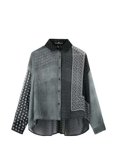 ERMANNO SCERVINO PATCHWORK-PRINT SILK SHIRT