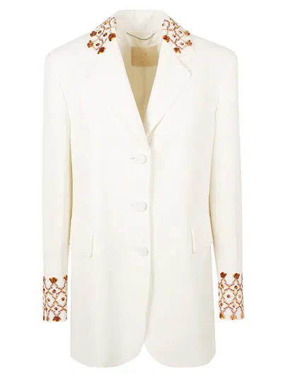 Ermanno Scervino Embroidered Double Breasted Jacket In White