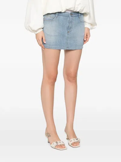 Ermanno Scervino Pattern Mini Denim Skirt In Blue
