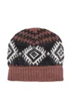 Ermanno Scervino Soft Textured Knitted Beanie With Ribbed Knit Pattern In Brown