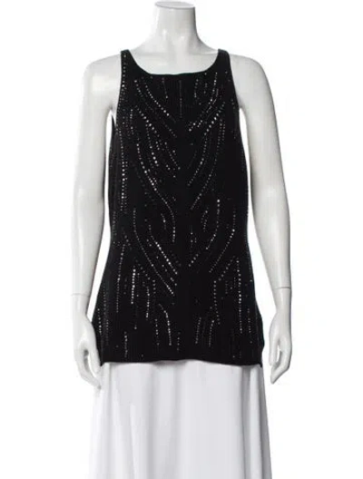 Pre-owned Ermanno Scervino Patterned Crew Neck Top In Black