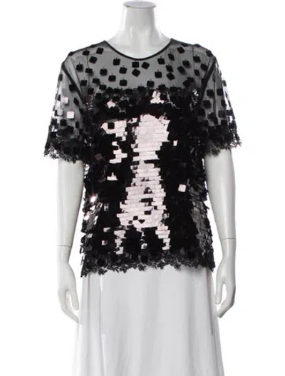 Pre-owned Ermanno Scervino Patterned Crew Neck Top In Black