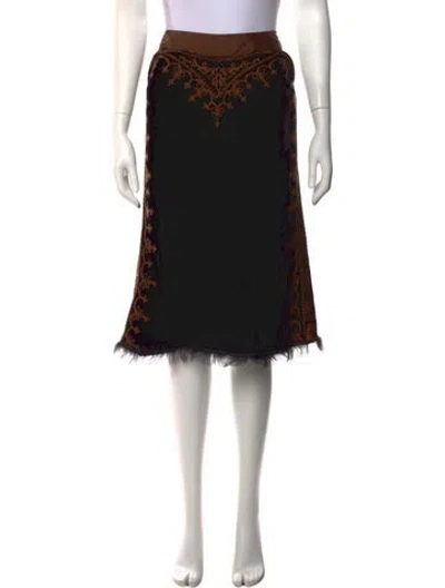 Pre-owned Ermanno Scervino Patterned Midi Length Skirt In Black