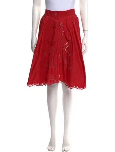Pre-owned Ermanno Scervino Patterned Midi Length Skirt In Red