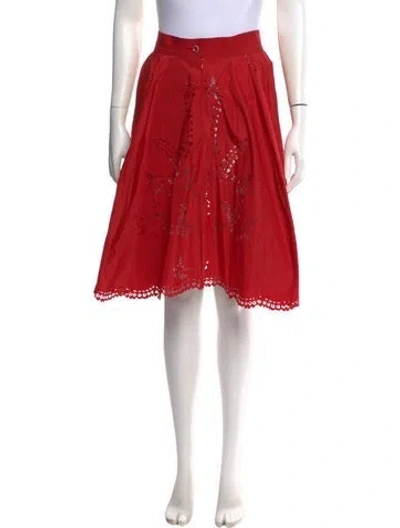 Pre-owned Ermanno Scervino Patterned Midi Length Skirt In Red