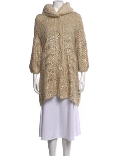 Pre-owned Ermanno Scervino Patterned Open Front Sweater In Neutrals
